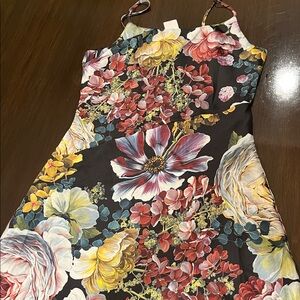 Express Multicolor Floral Strapless Dress